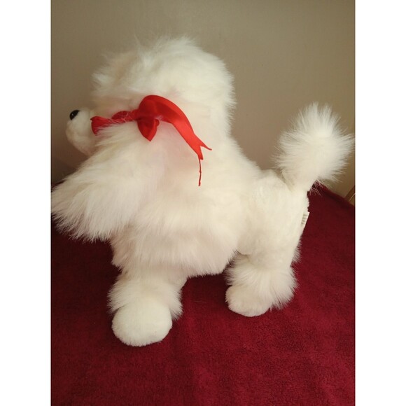 Vintage Parisi Creations French Poodle Stuffed Animal With Red Ribbon Bows 14 " - Picture 3 of 4